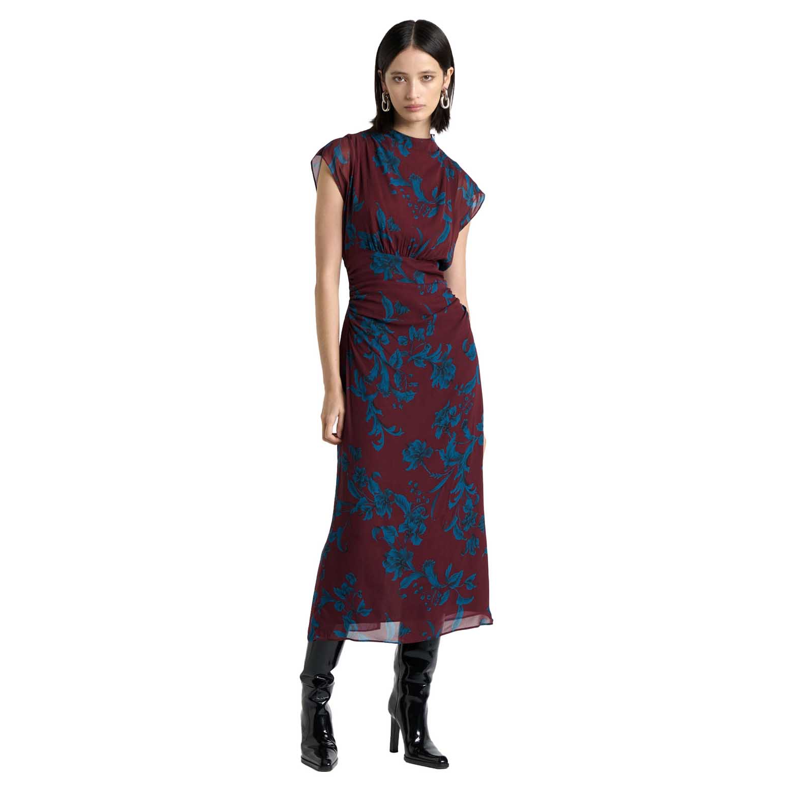 Cue Indigo Ivy Draped Neck Midi Dress